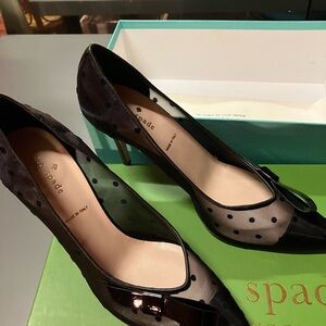 kate spade Black Polka Dot Mesh Pointed Toe Pumps